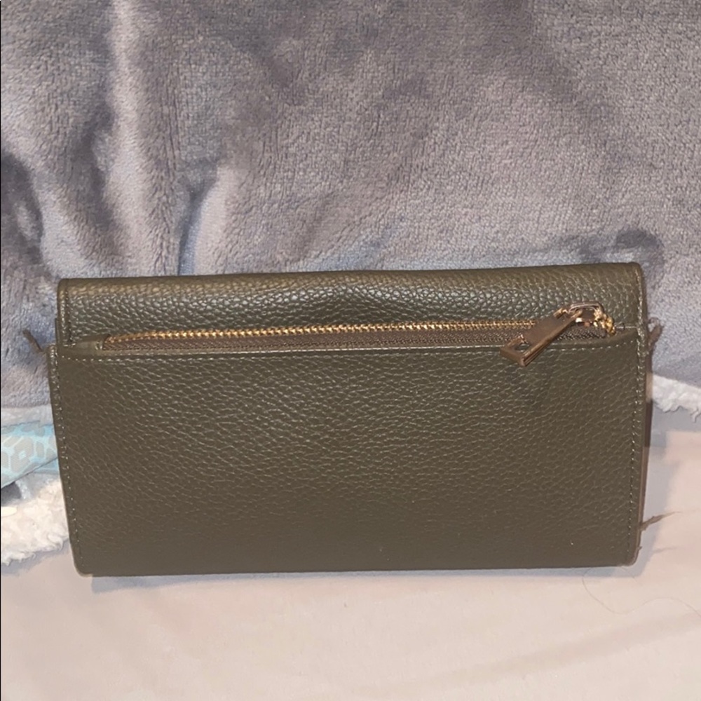 An olive green wallet